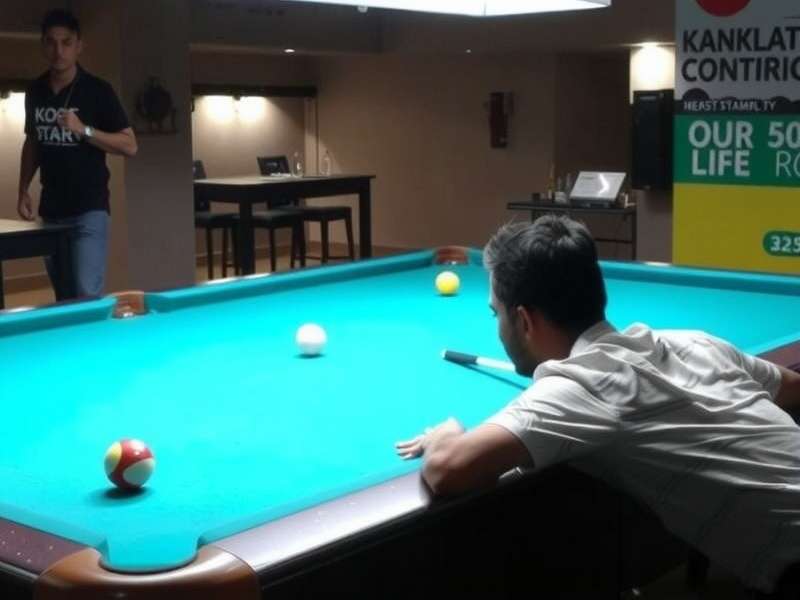 Kolkata Pool Conqueror gameplay screenshot showing Indian-themed pool table